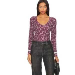 Free People Dreams Floral Thermal Bodysuit